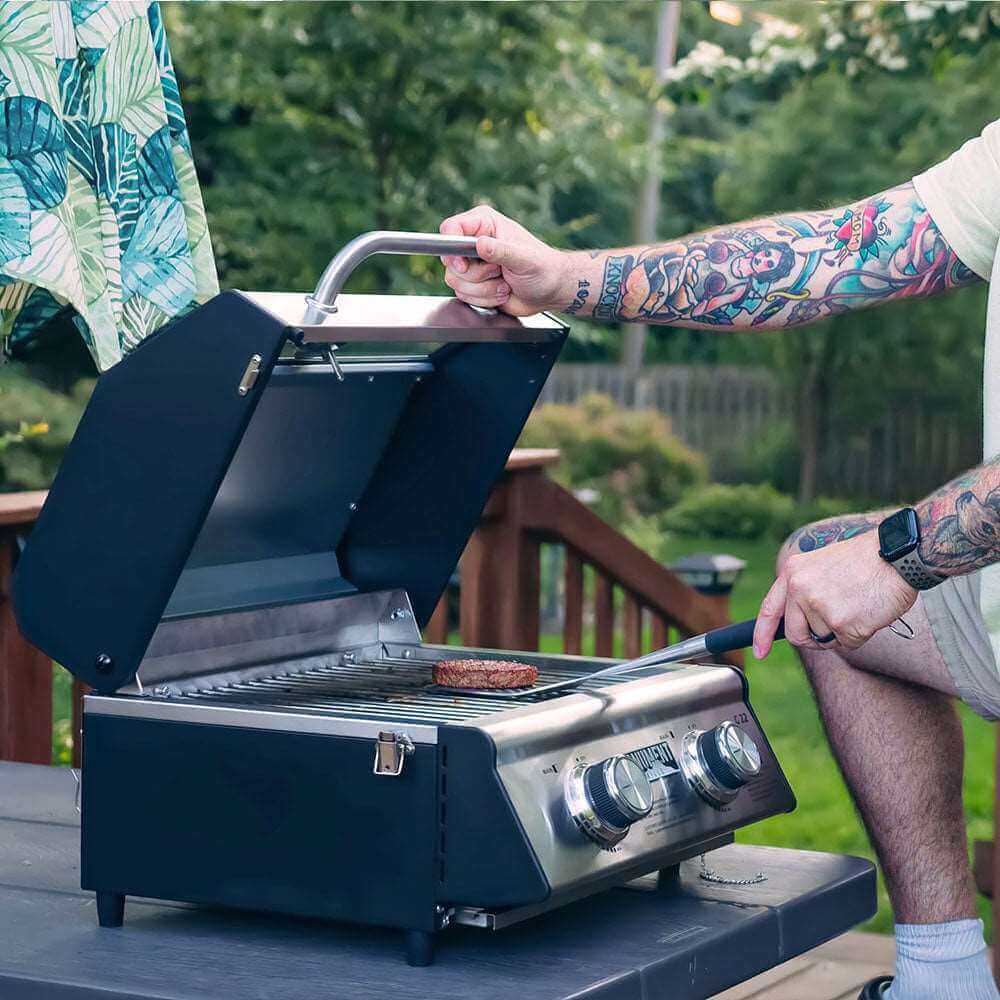 Monument Grills G22 Tabletop Propane Gas Grill Stainless Steel Portable Cooking Grill 15,000 BTU SKU G22