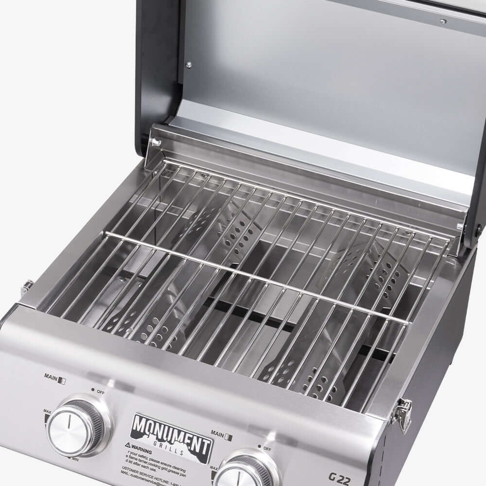 Monument Grills G22 Tabletop Propane Gas Grill Stainless Steel Portable Cooking Grill 15,000 BTU SKU G22