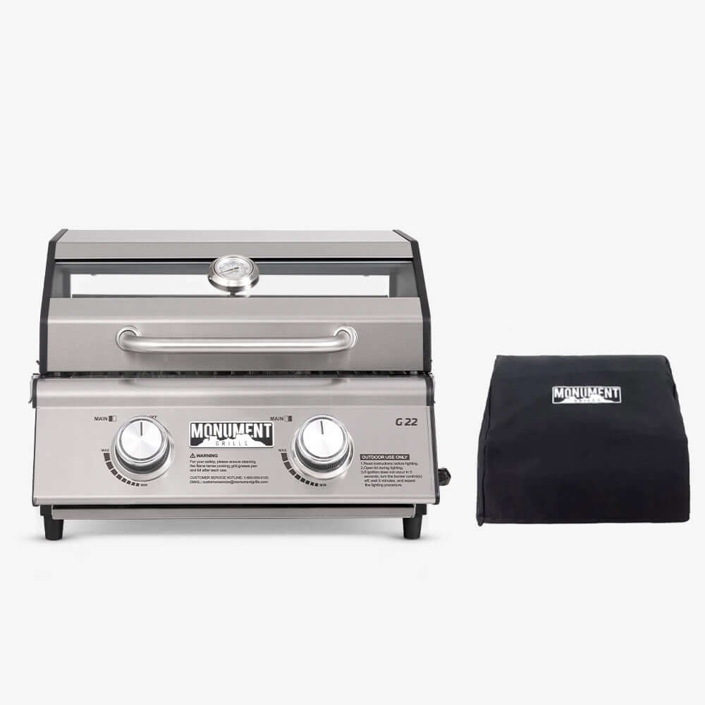 Monument Grills G22 Tabletop Propane Gas Grill Stainless Steel Portable Cooking Grill 15,000 BTU SKU G22