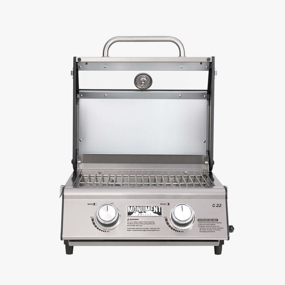 Monument Grills G22 Tabletop Propane Gas Grill Stainless Steel Portable Cooking Grill 15,000 BTU SKU G22