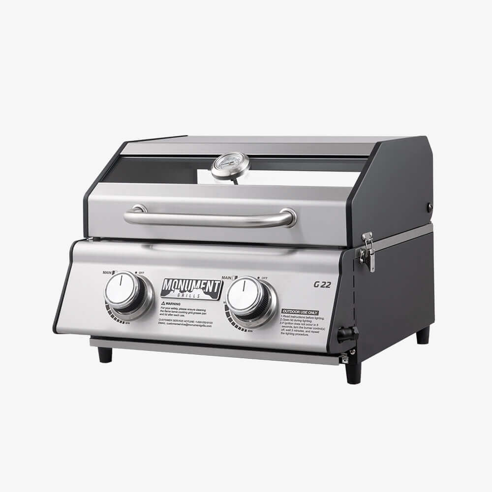 Monument Grills G22 Tabletop Propane Gas Grill Stainless Steel Portable Cooking Grill 15,000 BTU SKU G22