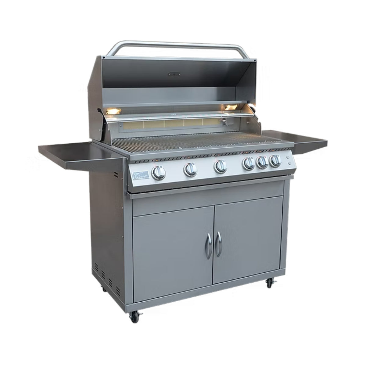 Kokomo Grills Professional 5-Burner 40-Inch BBQ Grill with Lights & Locking Casters – Stainless Steel Cart Model