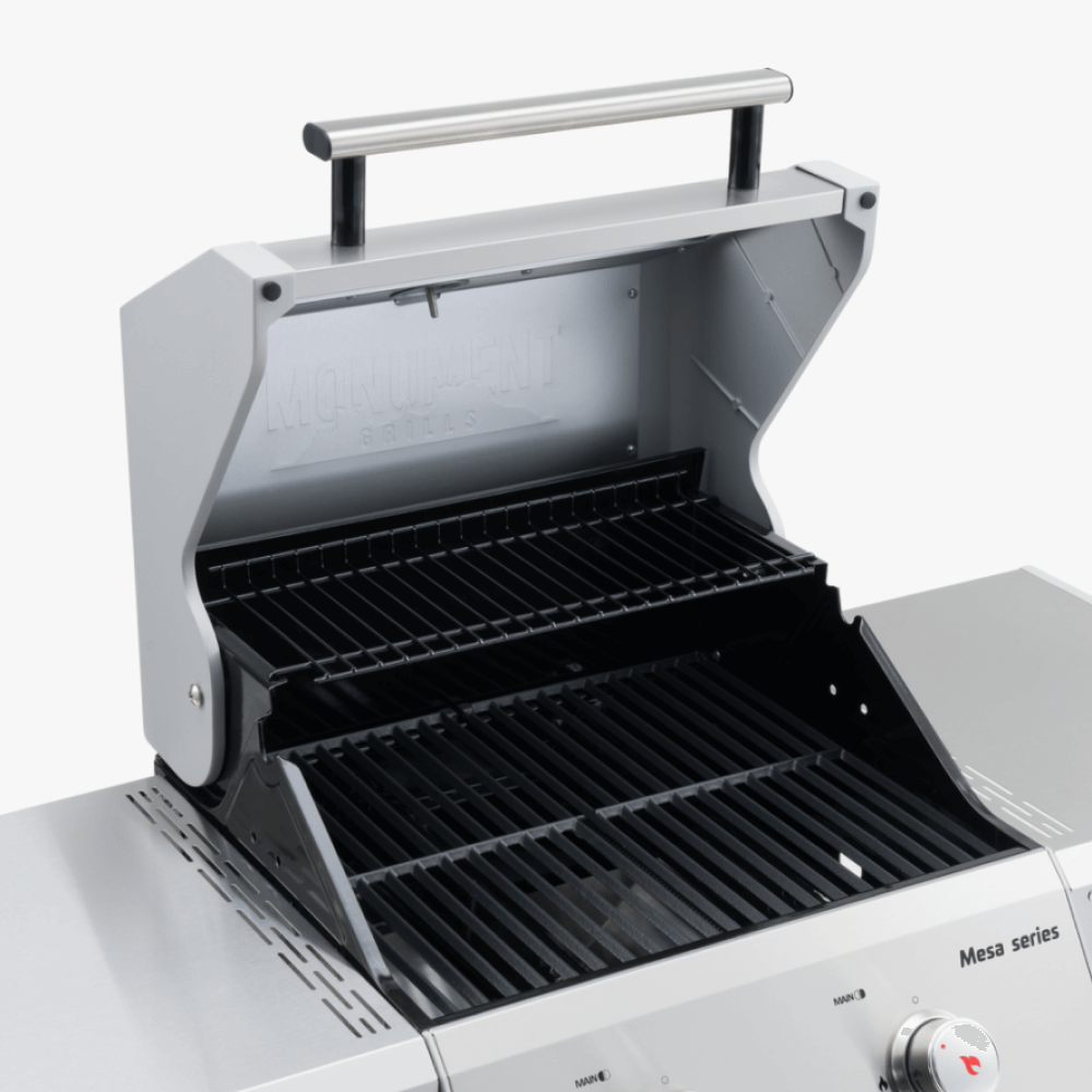 Monument Grills Mesa 200S Foldable Stainless Steel Gas Grill with Clearview Window Lid M200S
