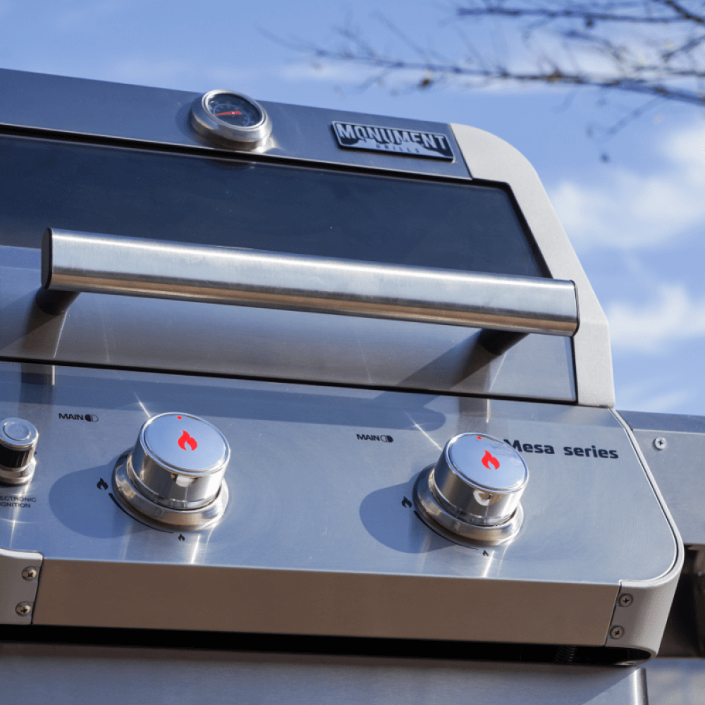 Monument Grills Mesa 200S Foldable Stainless Steel Gas Grill with Clearview Window Lid M200S