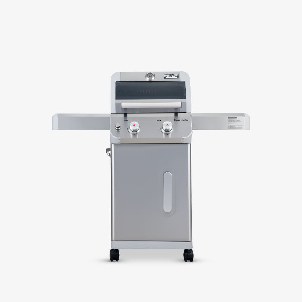 Monument Grills Mesa 200S Foldable Stainless Steel Gas Grill with Clearview Window Lid M200S