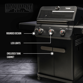 Monument Grills Mesa 325 Black Propane Gas Grill 48,000 BTU Clearview Lid 570 sq in Cooking Area M325
