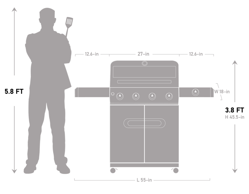 Monument Grills Mesa 425 Black Propane Gas Grill 52,000 BTU ClearView Lid & Side Burner SKU M425