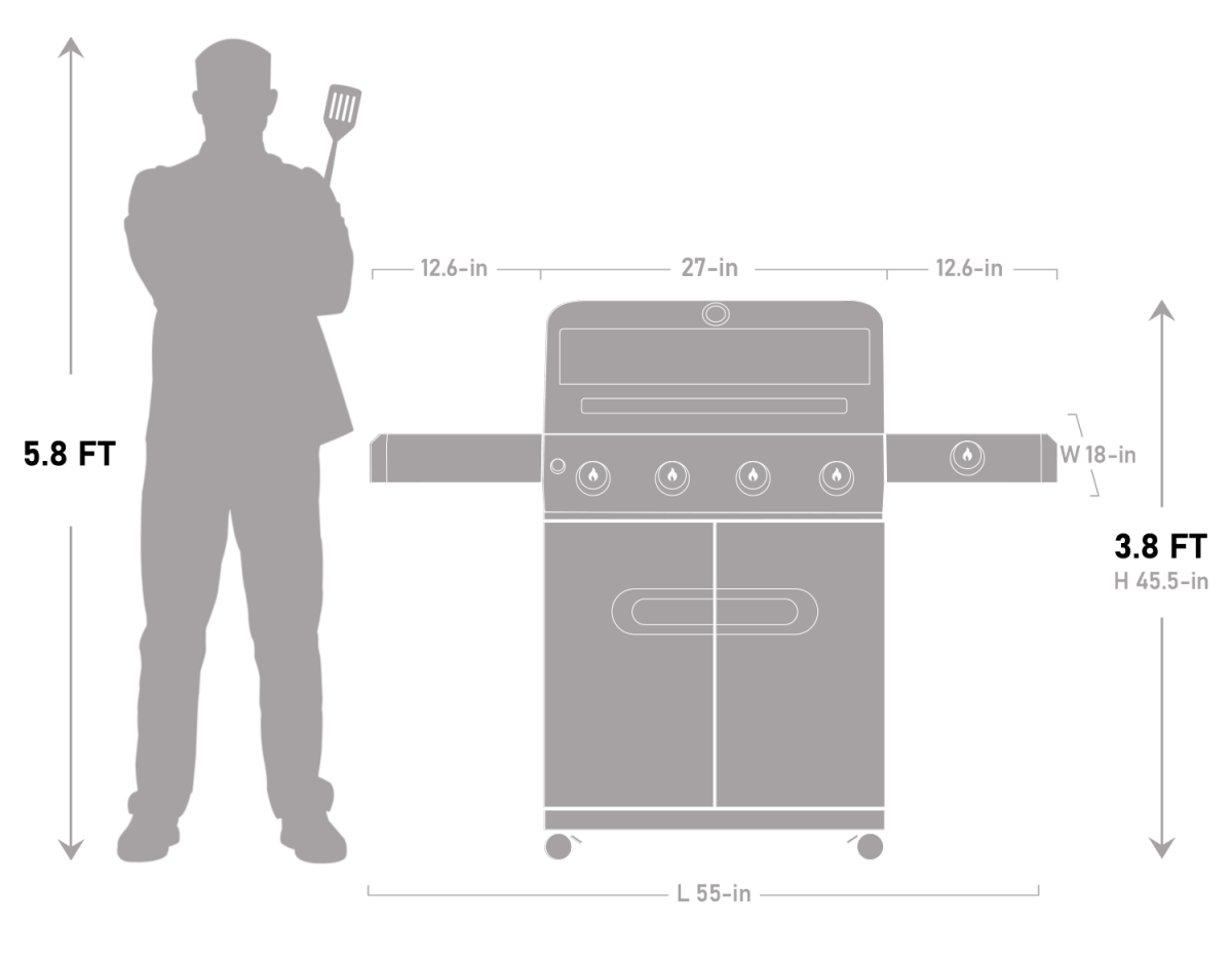 Monument Grills Mesa 425 Black Propane Gas Grill 52,000 BTU ClearView Lid & Side Burner SKU M425