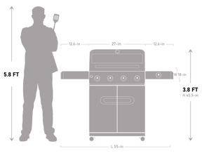 Monument Grills Mesa 425 Black Propane Gas Grill 52,000 BTU ClearView Lid & Side Burner SKU M425