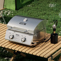 Monument Grills 13742 stainless tabletop propane gas grill with 2 burners and 15,000 BTU portable design