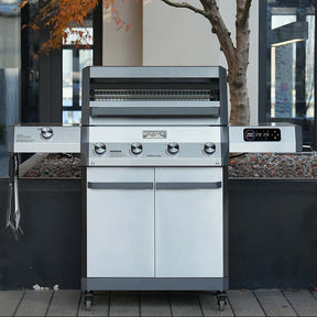 Monument Grills Eminence 405 smart stainless steel gas grill with ClearView lid and Bluetooth app connectivity