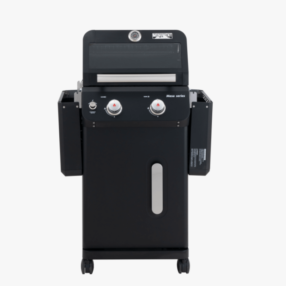Monument Grills Mesa 220 Foldable Propane Gas Grill Compact Outdoor Grill | Clearview Lid | M220 2 Burner Grill - Angle 4