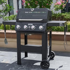 Monument Grills Mesa 420MF propane gas grill with four stainless steel burners and glass viewing window