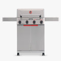 Mesa II 410BZ stainless propane gas grill with 4 burners, foldable shelves, and 525 sq. in. cooking area