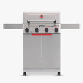 Mesa II 410BZ stainless propane gas grill with 4 burners, foldable shelves, and 525 sq. in. cooking area