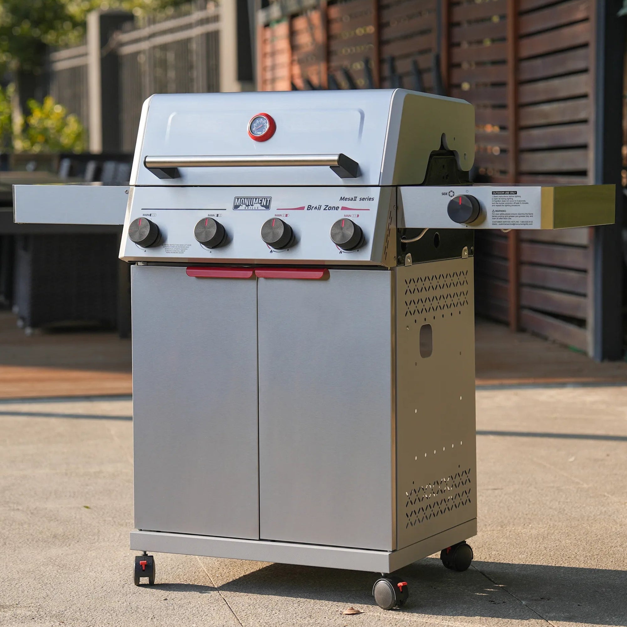 Monument Grills Mesa II 415BZ Stainless Propane Gas Grill with 49,000 BTU Output & Side Burner | M2-415BZ 4 Burner Grill - Main View
