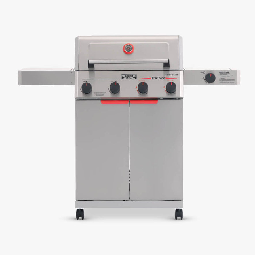 Monument Grills Mesa II 415BZ Stainless Propane Gas Grill with 49,000 BTU Output & Side Burner | M2-415BZ 4 Burner Grill - Detail View