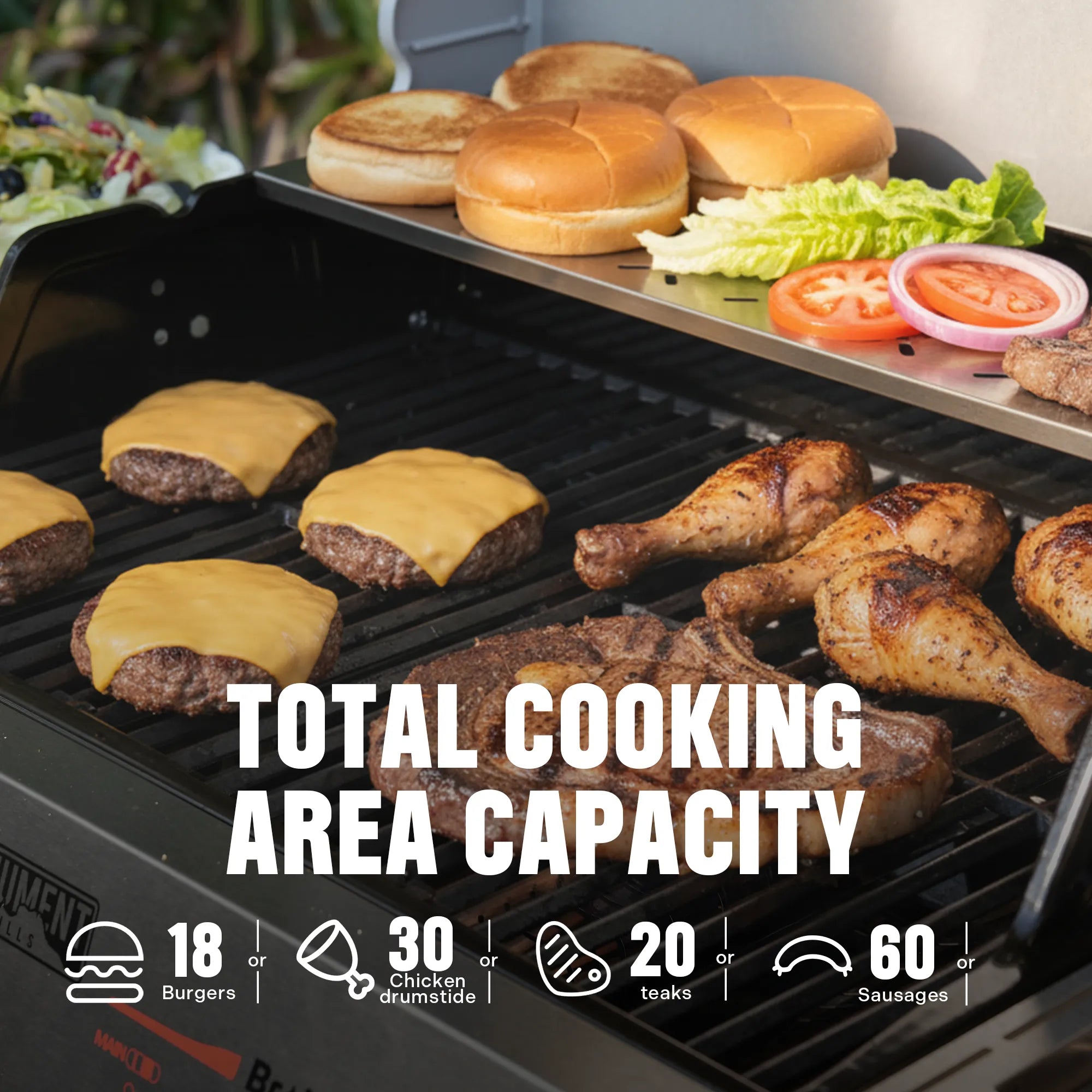 Monument Grills Mesa II 415BZ Stainless Propane Gas Grill with 49,000 BTU Output & Side Burner | M2-415BZ 4 Burner Grill - Angle 4