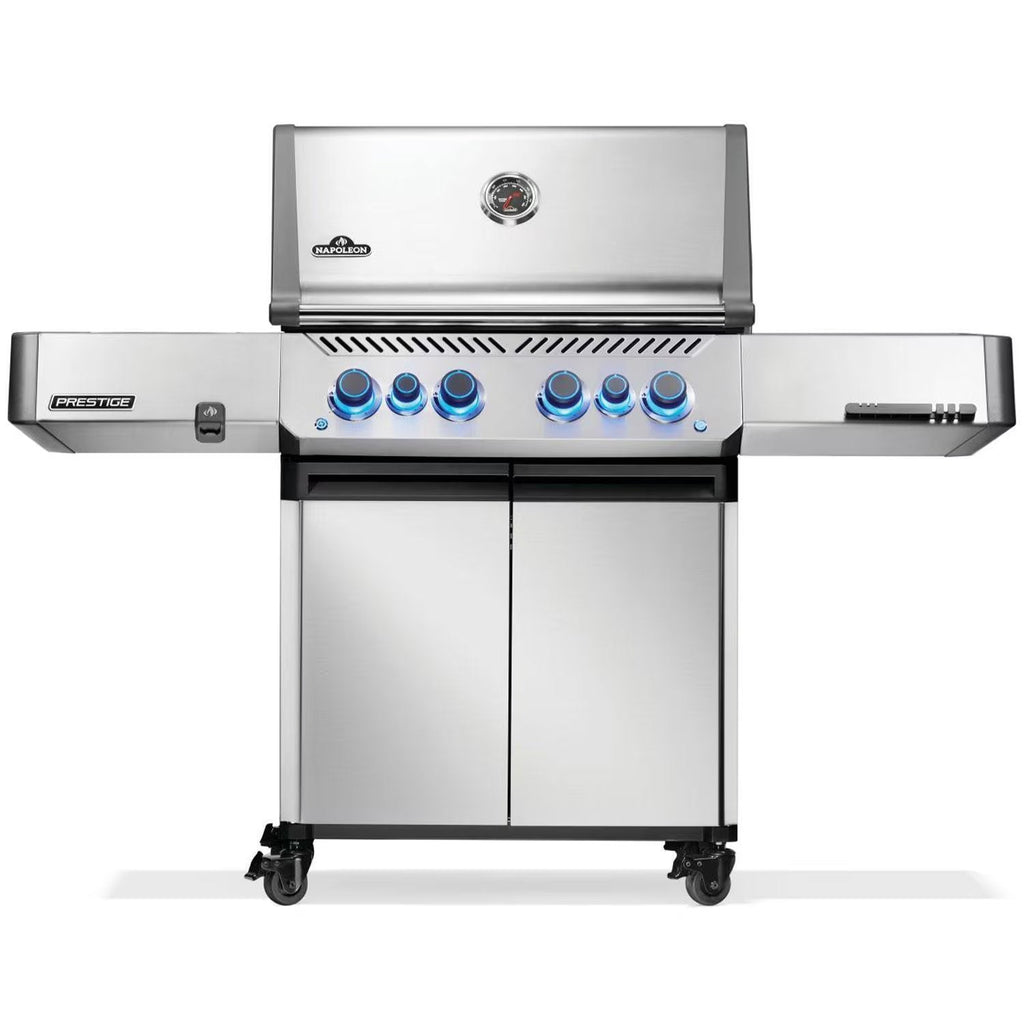 Napoleon Prestige 500 4-Burner Natural Gas Grill with Rotisserie, Infrared Side Burner & Stainless Steel Cart - P500VRSIBNSS - Angle 3