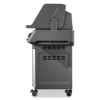 Portable outdoor gas grill with wheels and side shelves for backyard BBQ cooking