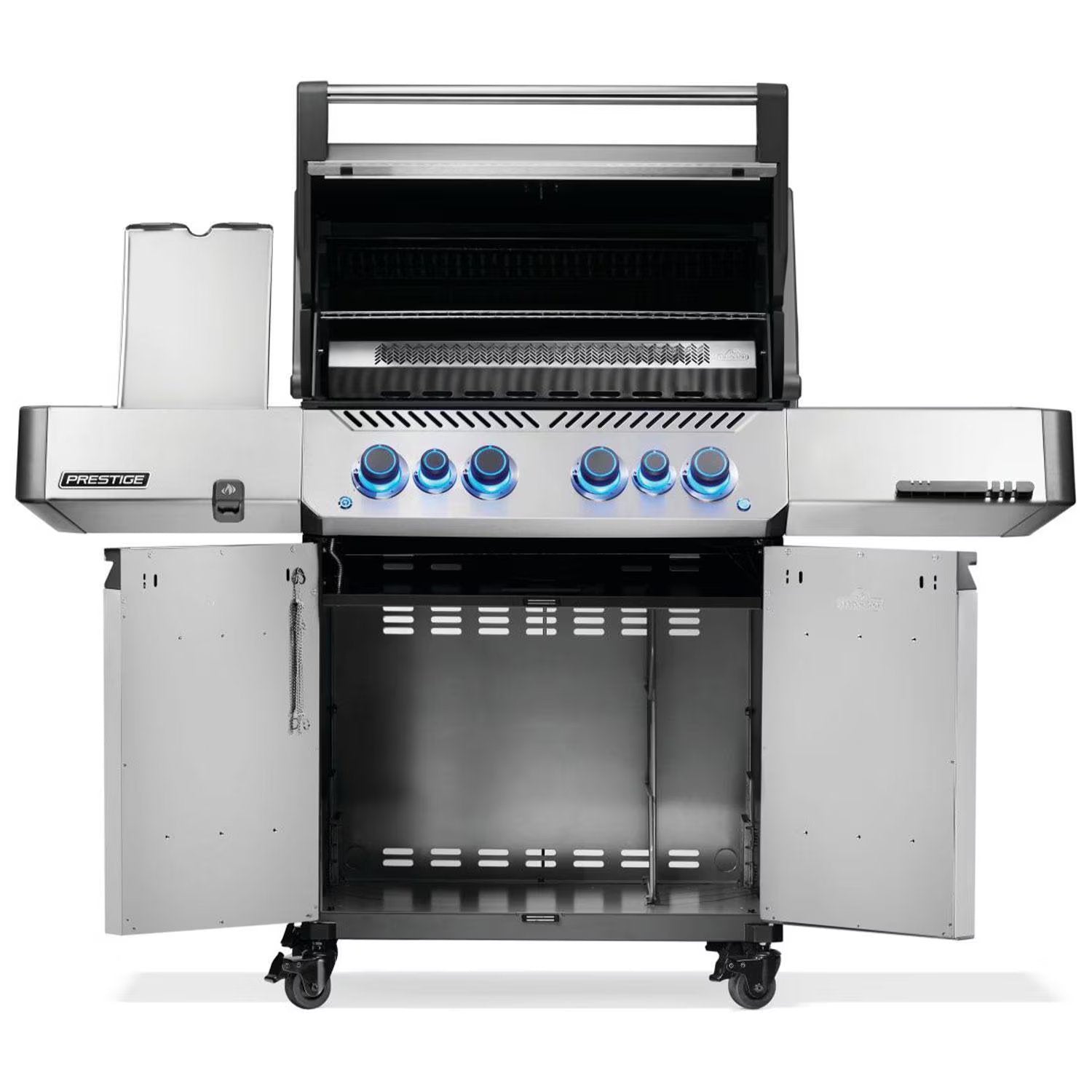 Napoleon Prestige 500 4-Burner Natural Gas Grill with Rotisserie, Infrared Side Burner & Stainless Steel Cart - P500VRSIBNSS