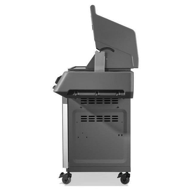 Portable outdoor grill with wheels and vented design for backyard BBQ cooking