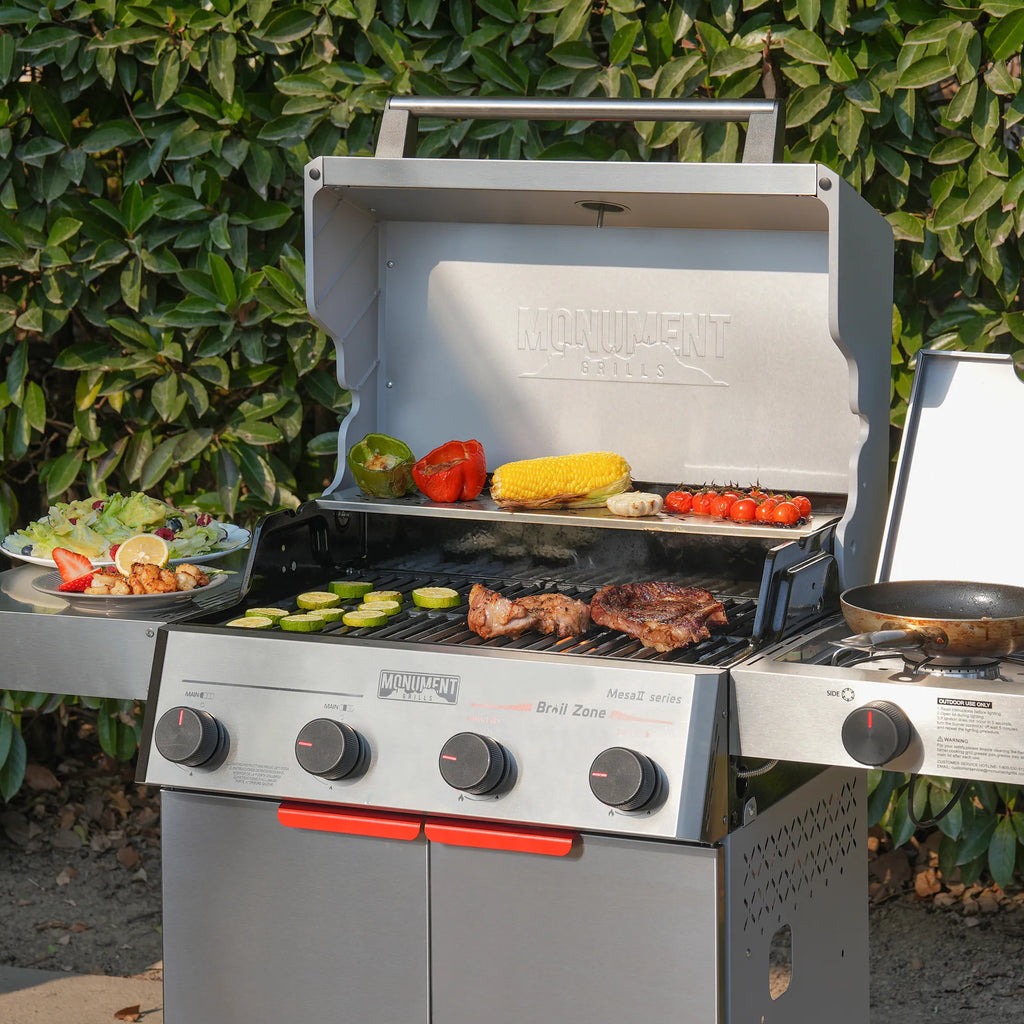 Monument Grills Mesa II 415BZ Stainless Propane Gas Grill with 49,000 BTU Output & Side Burner | M2-415BZ