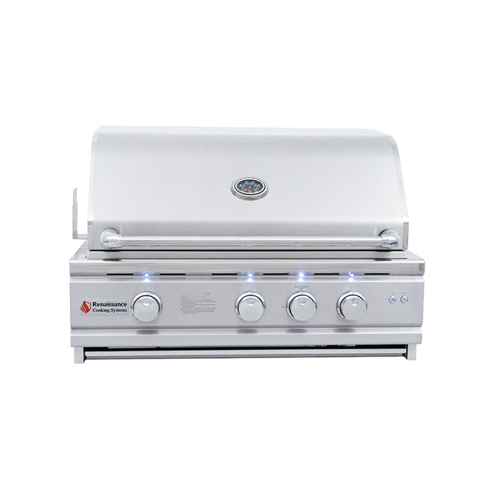 RCS Cutlass Pro 30 Inch Built-In Natural Gas Grill w/ Ceramic Briquette Tray Flame Tamers - RON30B - Main View