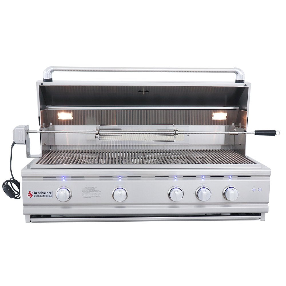 RCS Cutlass Pro 42 Inch Built-In Propane Grill w/ Ceramic Briquette Tray Flame Tamers -RON42BLP Gas Grills - Angle 5
